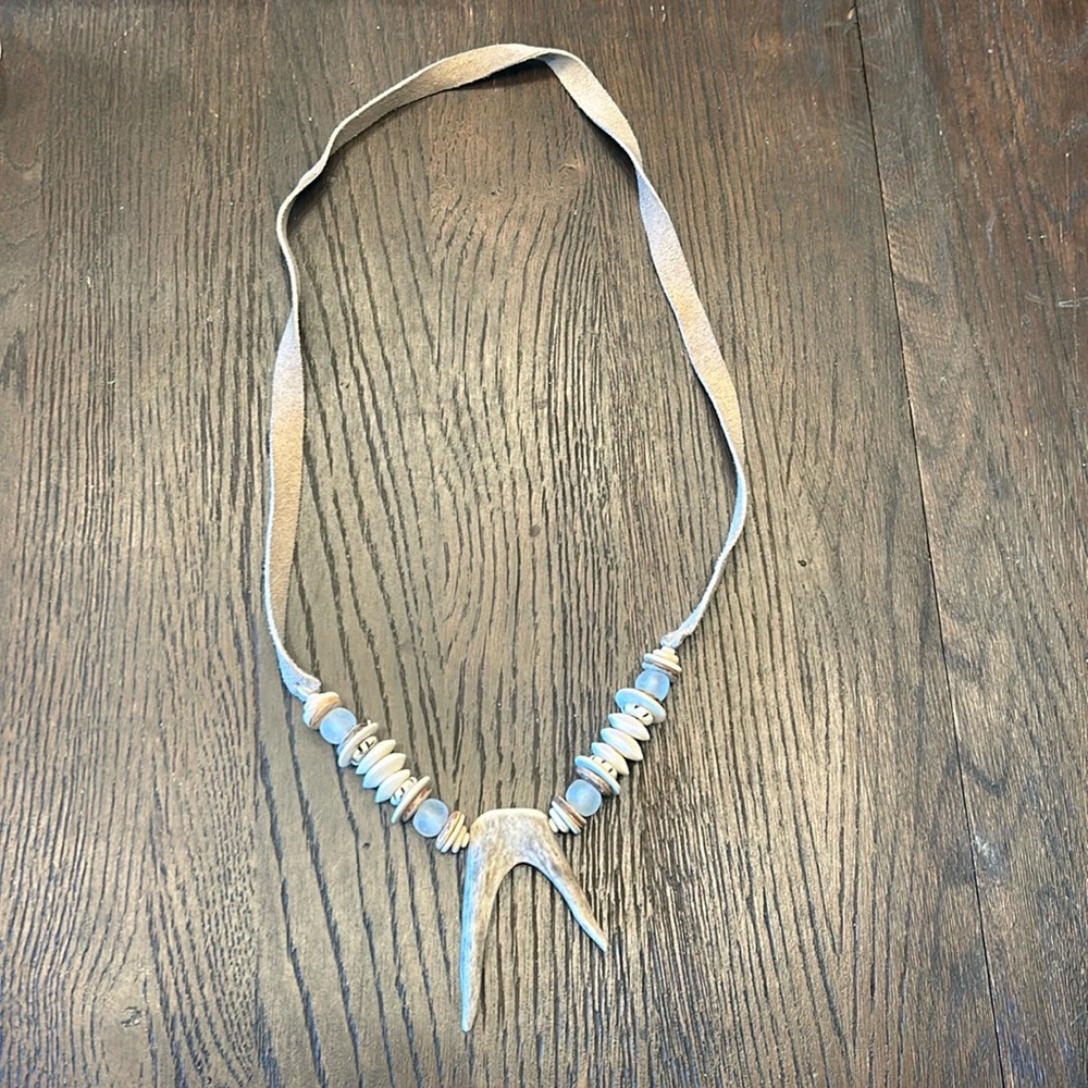 Twine and Twig Tribal Necklace - Blue/Tan colorway